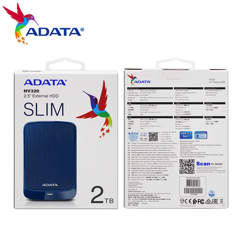 ADATA    USB 3, 0 HV320 1  2  2, 5      SSD    ,