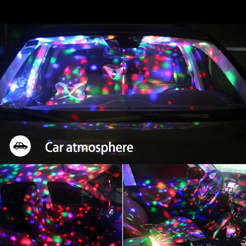 

USB Crystal Magic Ball Flash DJ Lights Disco Ball Party Stage Projector Lights Mini Led Voice Activated for Home KTV Car