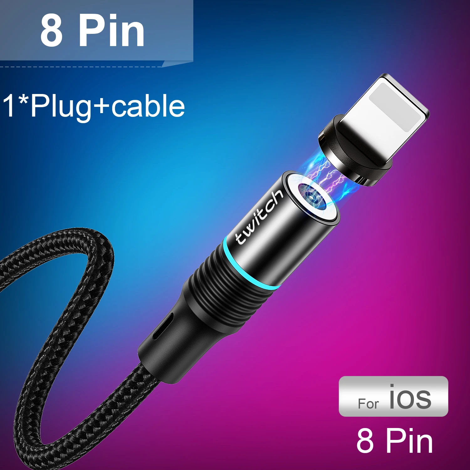 Магнитный usb-кабель Twitch для iPhone Xs Max Xr X 11 8 7 6 6s 5S iPad Магнитный кабель для быстрой зарядки мобильного телефона магнитное зарядное устройство - Цвет: Black IOS Cable