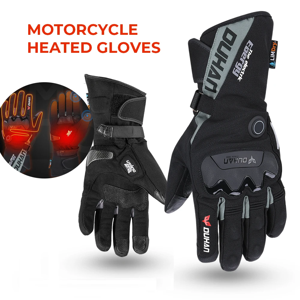 Мотоциклетные перчатки с подогревом зимние теплые лыжные сенсорные