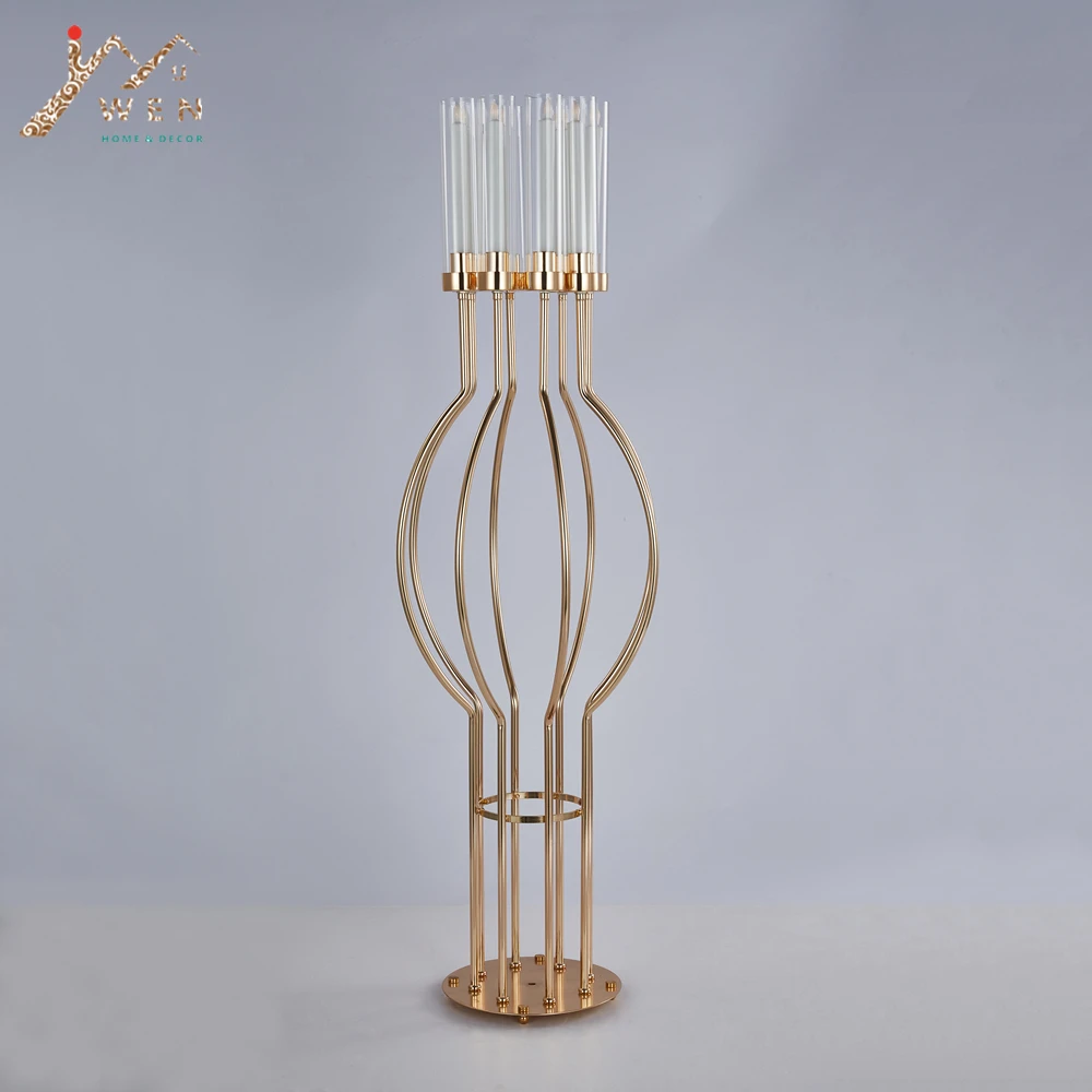 

IMUWEN Metal Candelabra 8 Arms Candle Holders Acrylic Wedding Table Centerpieces Flowers Stand Candelabrum For Home Party Decor