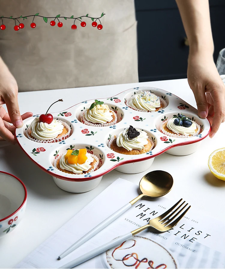 

Single Ceramc Salad Bowl Floral Pattern 360ml Japanese Tableware Fruit Dessert INS Noodles Rice Bowl Red Yellow Blue