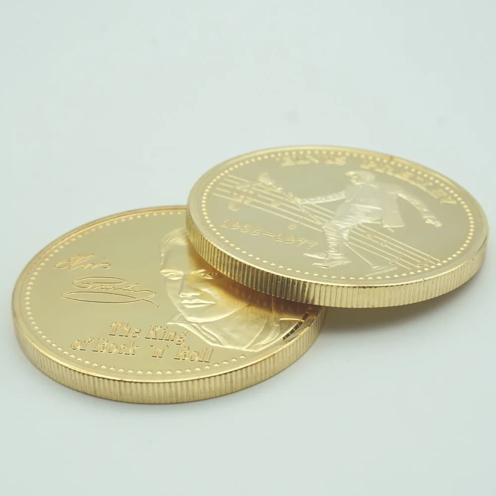 

Souvenir Music Star Coins Presley 1935-1977 The King of N Rock Roll Gold Art Commemorative Coin Gift