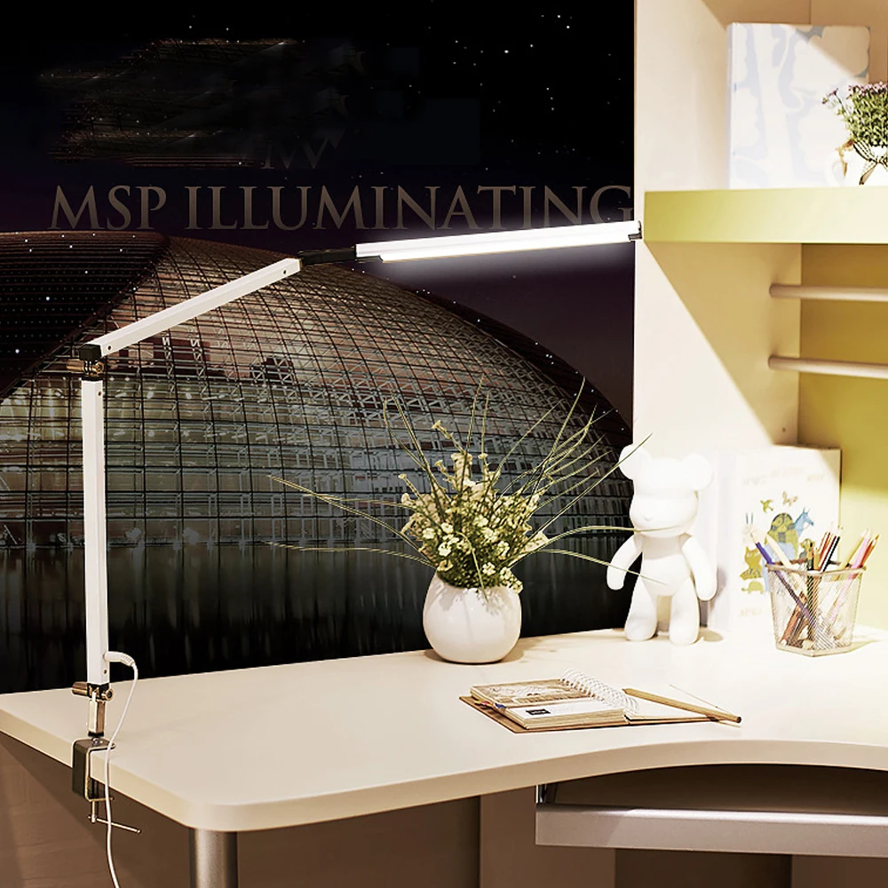 구매 LED 원격 제어 책상 램프 건축가 작업 조명 금속 스윙 암 밝기 조절 테이블 램프 클립 높이 조절 네일 램프, 원격 제어 금속 스윙 암