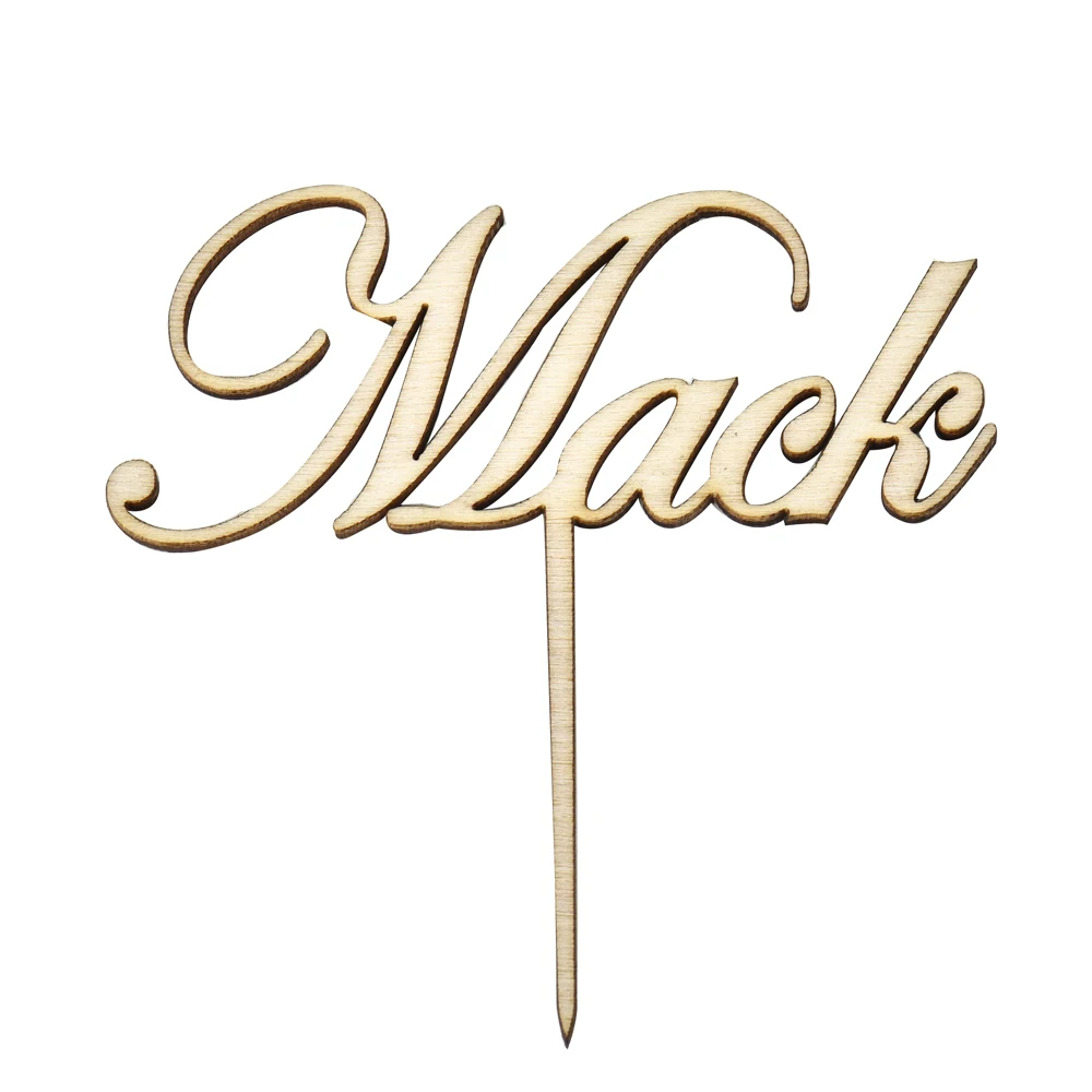 

50PCS Personalized Name Wooden Acrylic Customized Cake Toppers Engraved Cupcake Toppers Banner Wedding Baby Shower Gift Decor