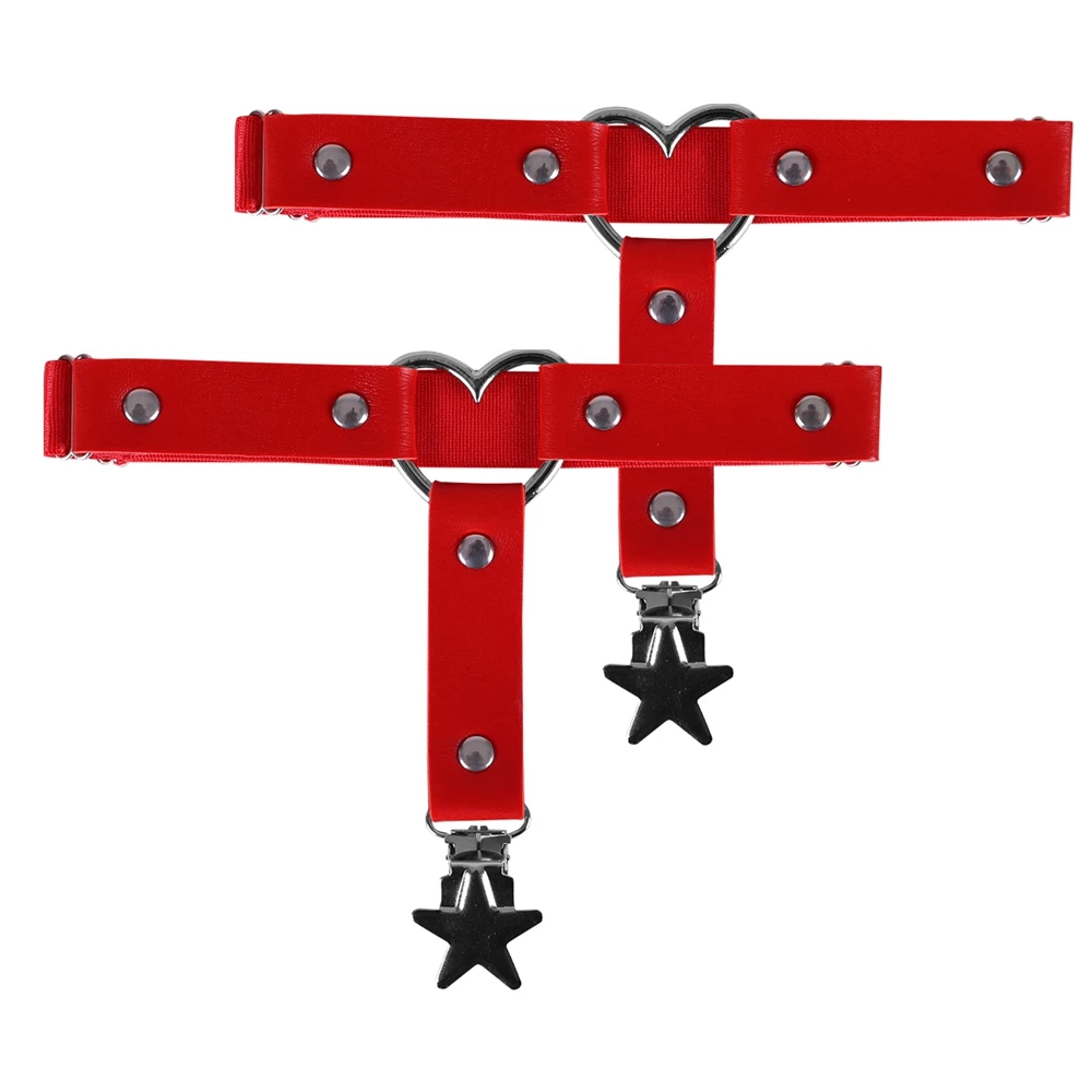 

Женский пояс для Подвязки 2 шт., красивые сексуальные эластичные подтяжки из искусственной кожи в стиле панк, готическое сердце, пентаграмма, кольцо на бедра, аксессуары для одежды