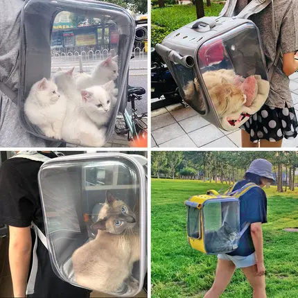 Вместительный рюкзак переноска для домашних животных кошек и собак с сетчатым