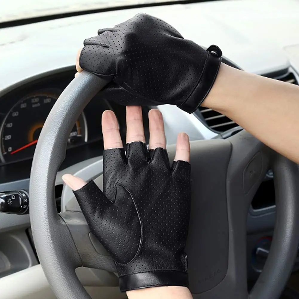 Новые спортивные перчатки с полупальцами мужские из искусственной кожи для