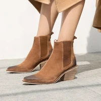 autumn winter thick with pointed martin boots mid heeled short boots fashion low tube ankle boots platform female chelsea boots
