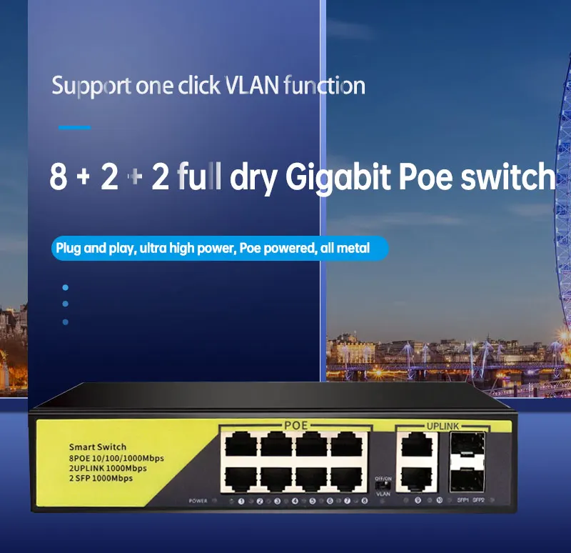 TEROW сетевой коммутатор с 6/10/12 портами 1000 Мбит/с 52 в 120 Вт 4/8 портов Ethernet-коммутатор