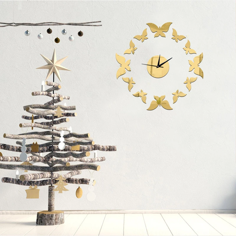 Бабочка на кухне настенные художественные зеркальные часы современный дизайн