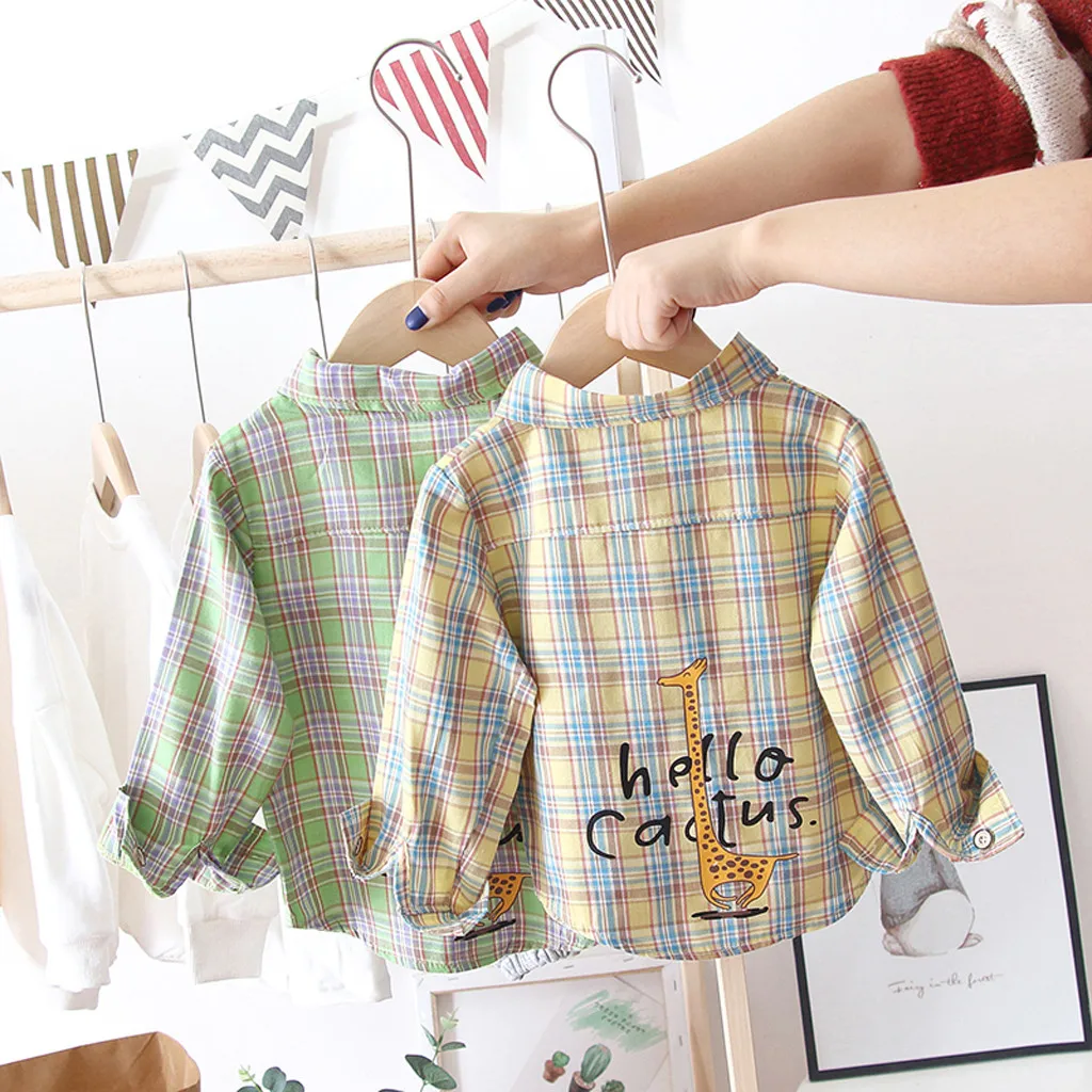 

Spring New Plaid Shirt For Kids Baby Gentlement T-shirt Gentleman Long Sleeve Tops With Pocket Children Cotton Clothes 12M-5Y