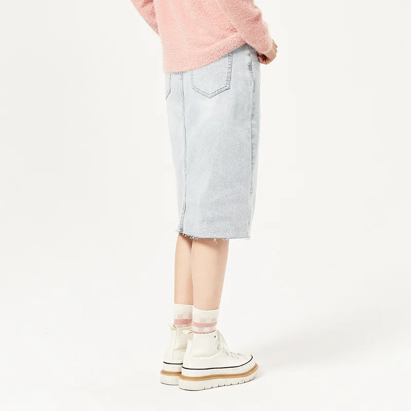 

SEMIR Denim skirt women spring 2020 new split A-line denim skirt 2020 autumn new elastic wear-resistant mid-length skirt