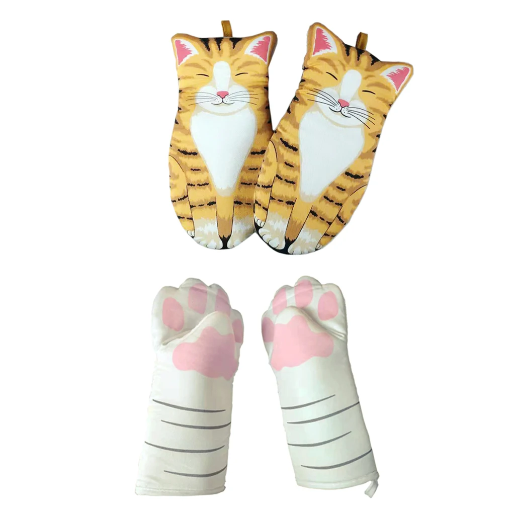 

Cat Paw Oven Mitts with ing Loop for Baking, Cooking, BBQ Grilling