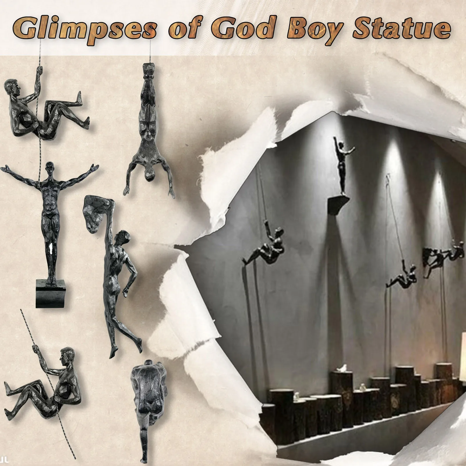 

Фон для скалолазания человек из смолы железная проволока настенное украшение искусственное творческое Ретро подарок статуя миниатюры