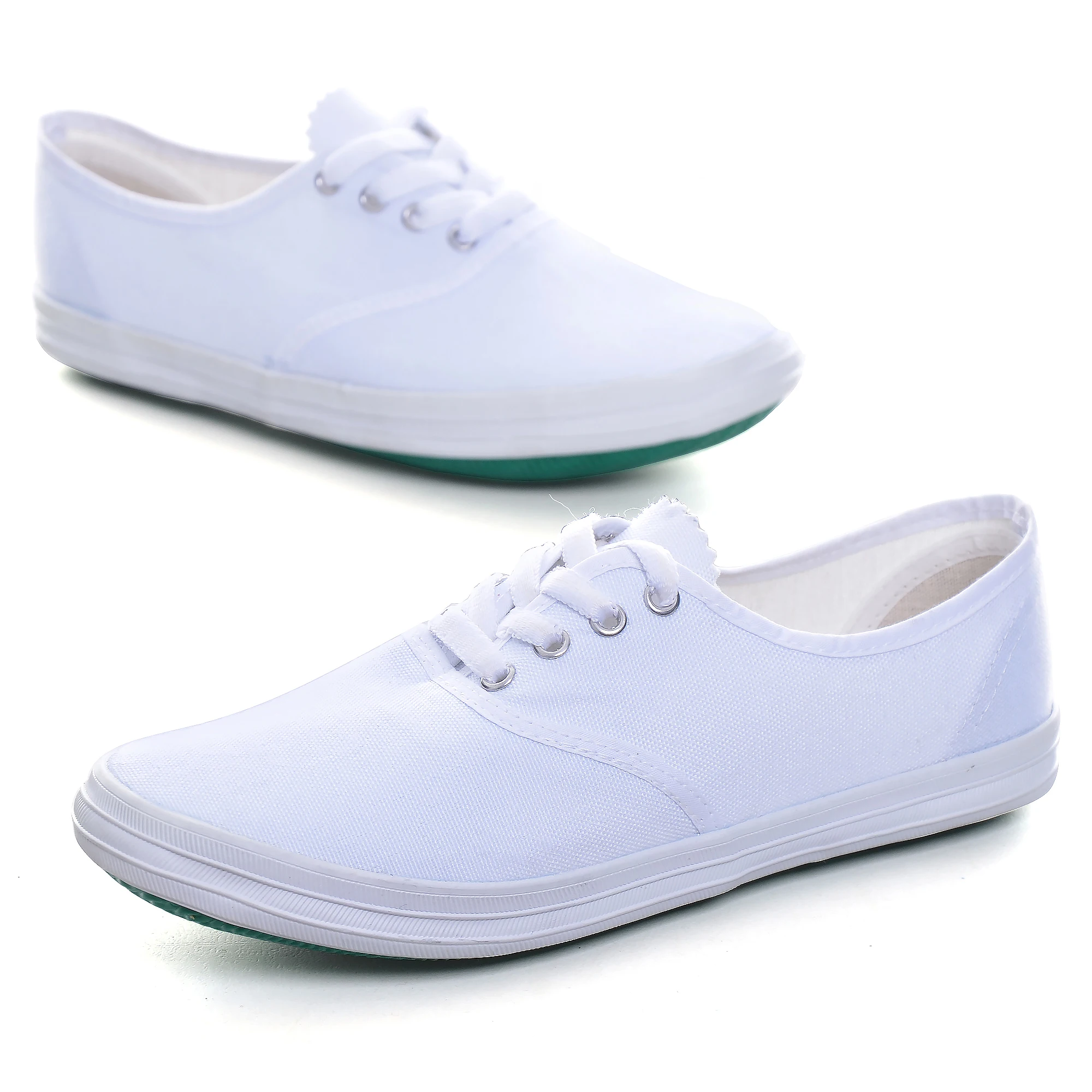 Парусиновая обувь на шнуровке белого цвета Женские лоферы Вулканизированная