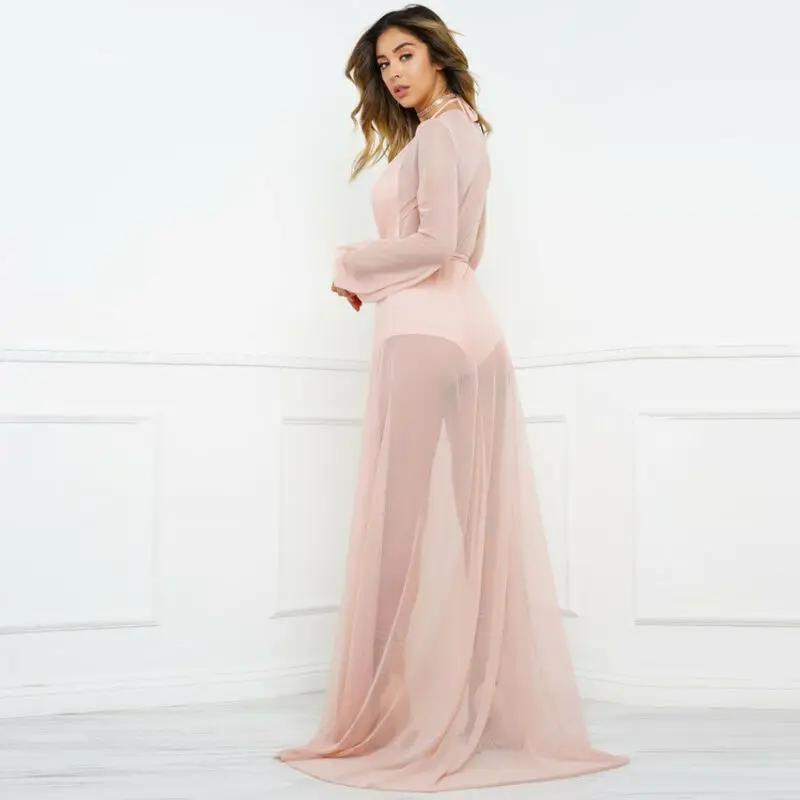 

New Summer Sexy Women Chiffon see-through Bikini Long Cover Up Swimsuit Swimwear Beach Dress Bathing Suit Dresses