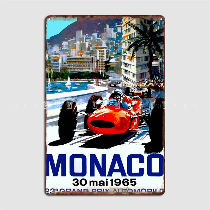 

Monaco Grand Prix Vintage Auto Racing Print Poster Metal Plaque Cinema Garage Garage Club Custom Mural Painting Tin Sign Poster