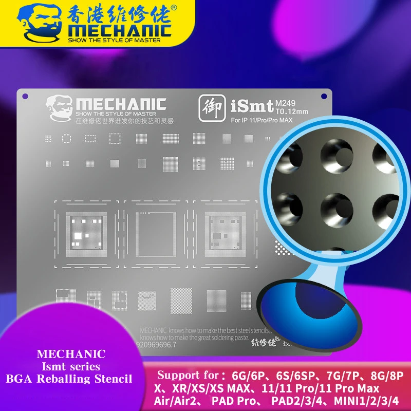 Трафарет Mechanic BGA Reballing для iPhone 6/6P/6S/6SP/7/7P/8/8P/X/XR/XS/11/11Pro/11Pro Max iPad CPU IC чип паяльная
