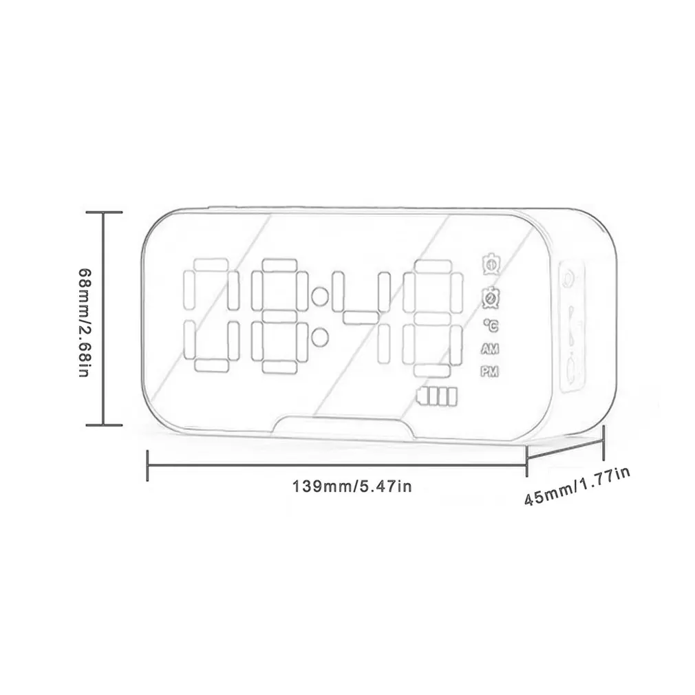 

Bluetooth Speaker Wireless with FM Radio LED Mirror Alarm Clock Subwoofer Music Player Desktop Clock