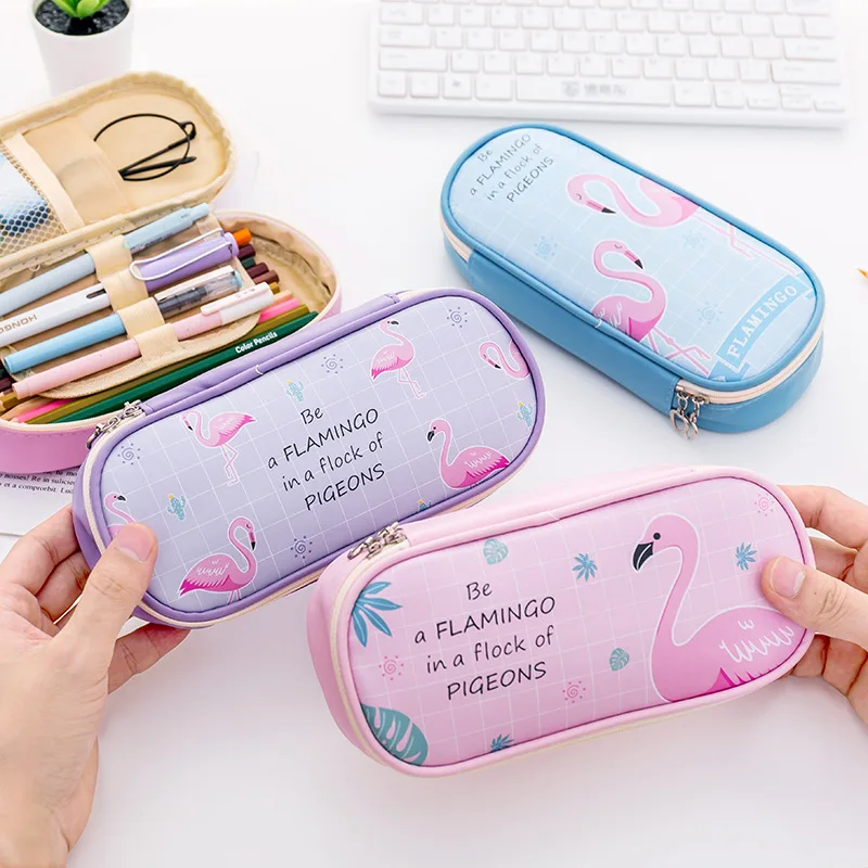 

Большая многофункциональная сумка для ручек Kawaii с креативными животными lol, пенал из искусственной кожи для канцелярских принадлежностей, ...