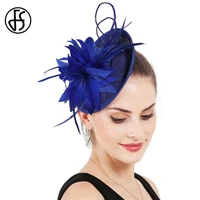 fs 2021 fashion feather fascinators hat women wedding cocktail tea party solid elegant headwear hair clip accessories