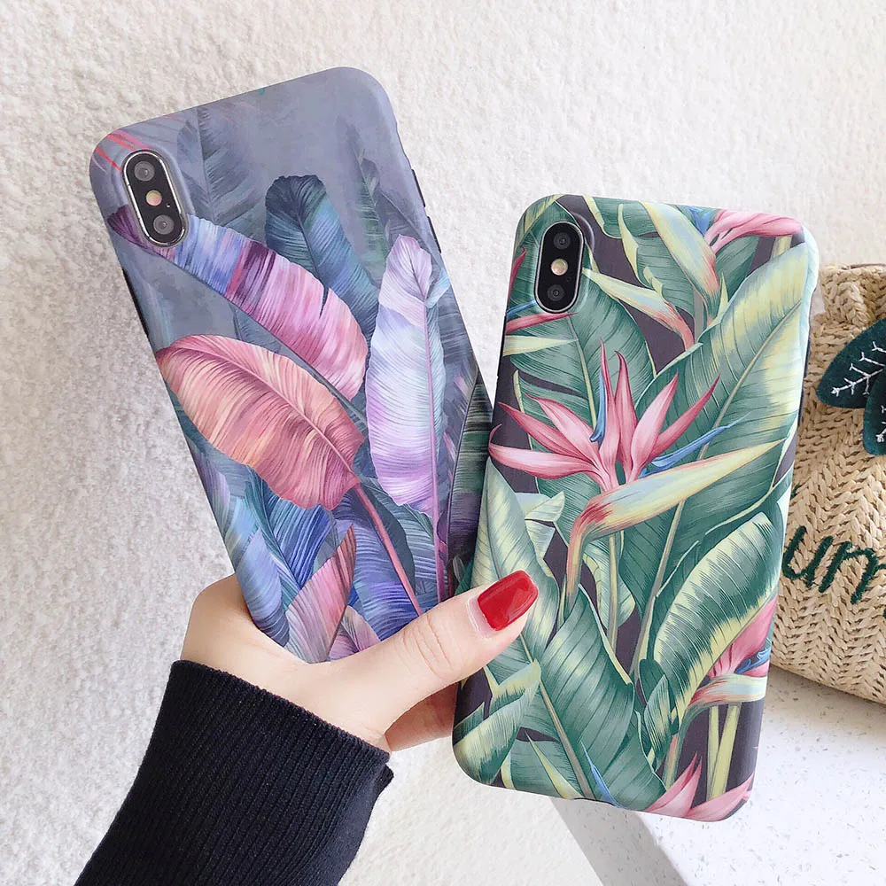 Чехол для телефона с тропическими листьями iPhone 11 Pro Max XS XR X 6 6s 7 8 Plus мягкие IMD