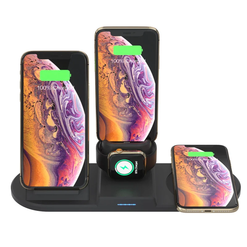 Беспроводное зарядное устройство QI 15 Вт для iPhone 1112 air pods быстрая зарядка iWatch Apple