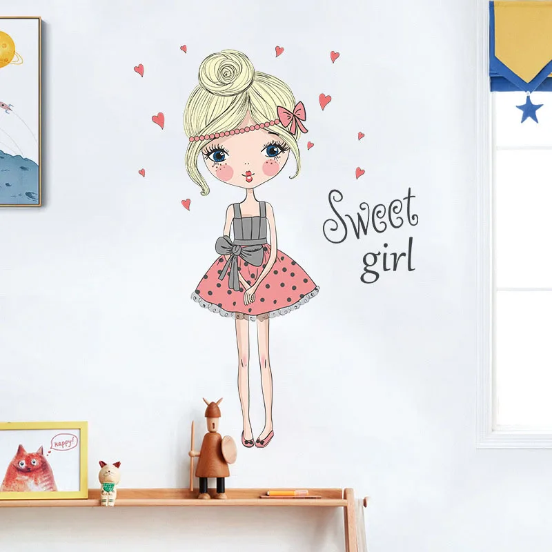 

Cartoon Little Princess Wall Stickers Vinyl Decorative Wall Decals Nursery mural Poster Baby Girl Bedroom Decoration