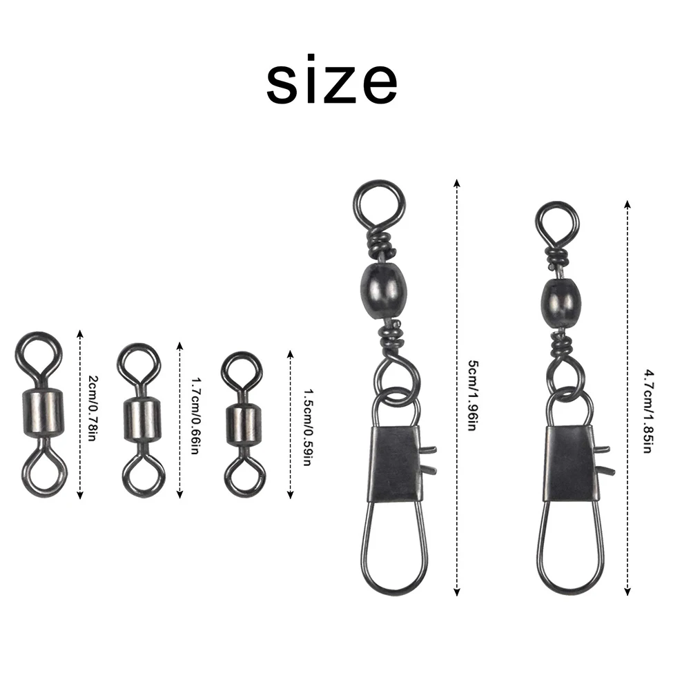 

Ball Bearing Swivels Fishing Rolling Barrel Swivels With Safety Snap Connectors For Saltwater Freshwater 1Set Tackle Accessories