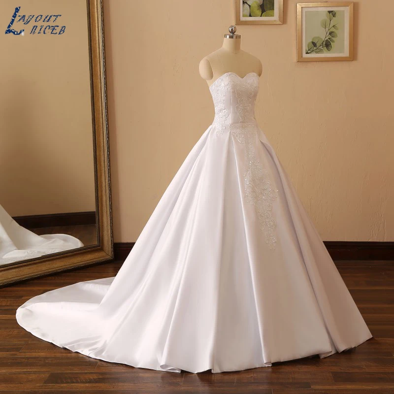 YQS029 Vestido De Noiva элегантное блестящее свадебное платье ручной работы с пайетками кружевное атласное модное свадебное платье