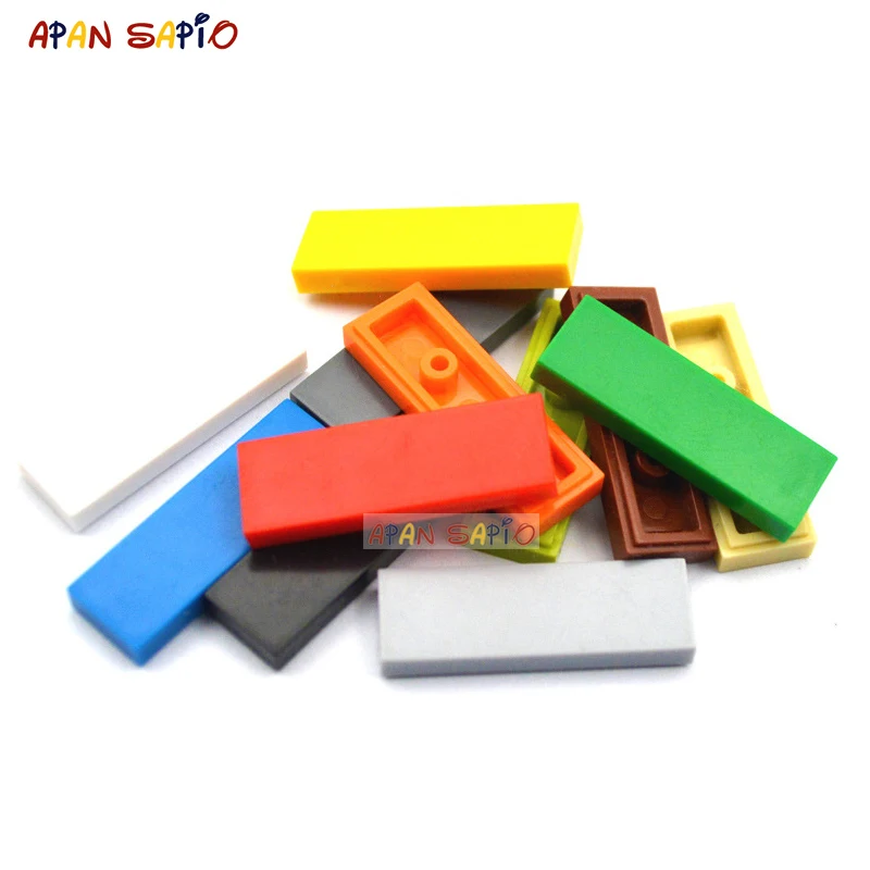 50 piezas DIY de bloques de construcción, figura fina y lisa de 1x3 puntos, juguetes creativos educativos para niños, tamaño Compatible con 63864 piezas