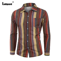 men latest casual shirt blusas sexy mens clothing 2021 single breasted top streetwear plus size 5xl male fashion stripes blouse