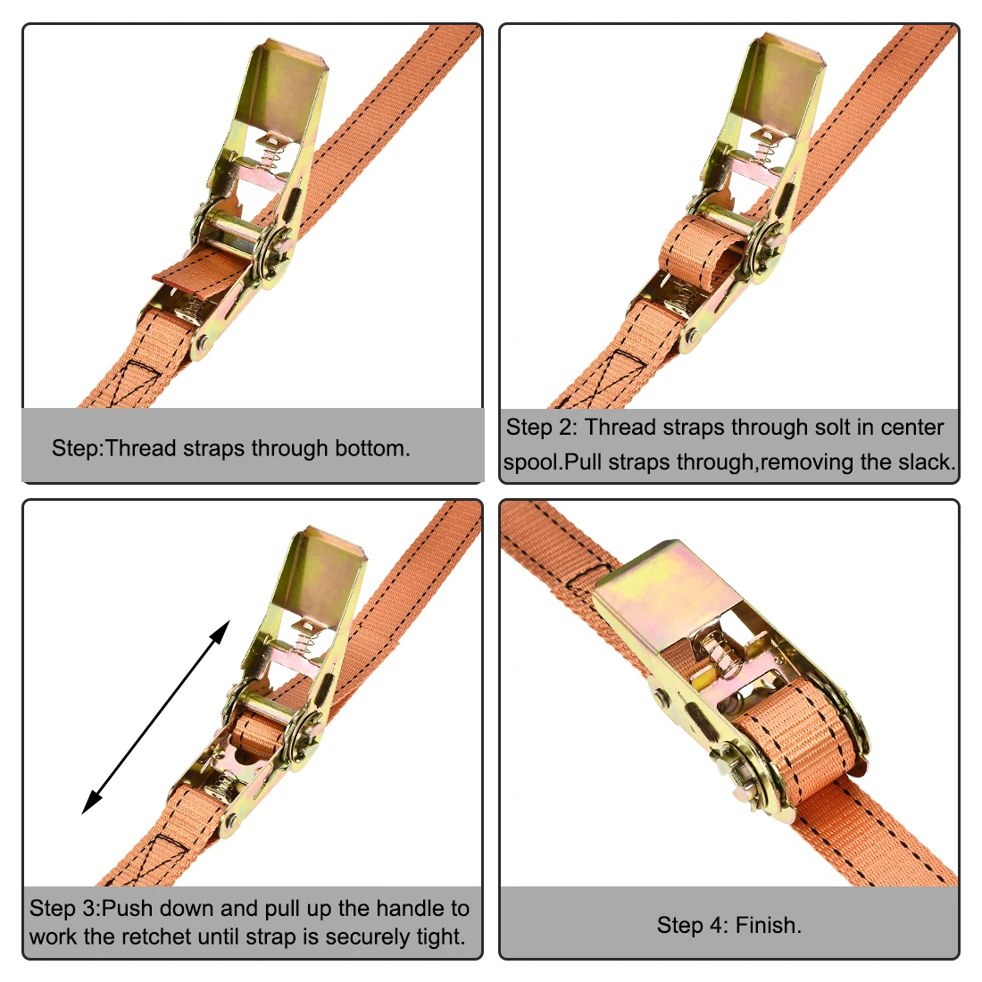 

uxcell Lashing Strap 1M x 25mm Cargo Tie Down Straps with Ratchet Buckle up to 800kg Orange 2pcs