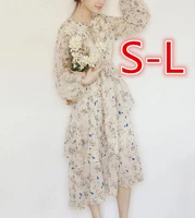 sweet girl dress 2022 new summer women floral print long chiffon dress female long sleeve pleated vestidos korean fashion