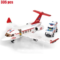 new urban aviation medical ambulance aircraft building block set model classic building block childrens toy gift