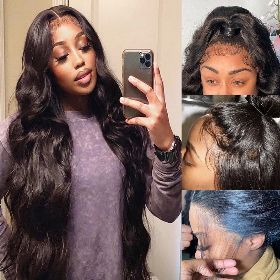 Парик из человеческих волос с кутикулой звеньев 4X4 парики на шнуровке спереди для