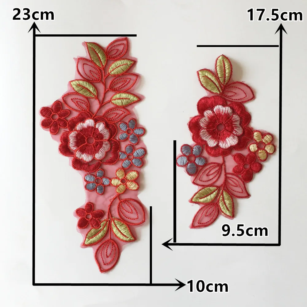 A pair of sale 3D flower Embroidered Polyester applications Lace collar DIY sewing fabric Craft materials Dress accessories | Дом и сад