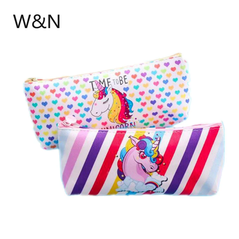 Пенал с единорогом для девочек студентов милый пенал карандашей кожаные