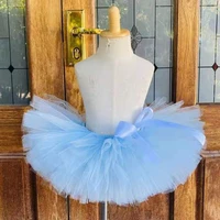 blue baby girls tutu skirts infant 100 handmade fluffy ballet dance tutus pettiskirts with ribbon bow kids party skirts