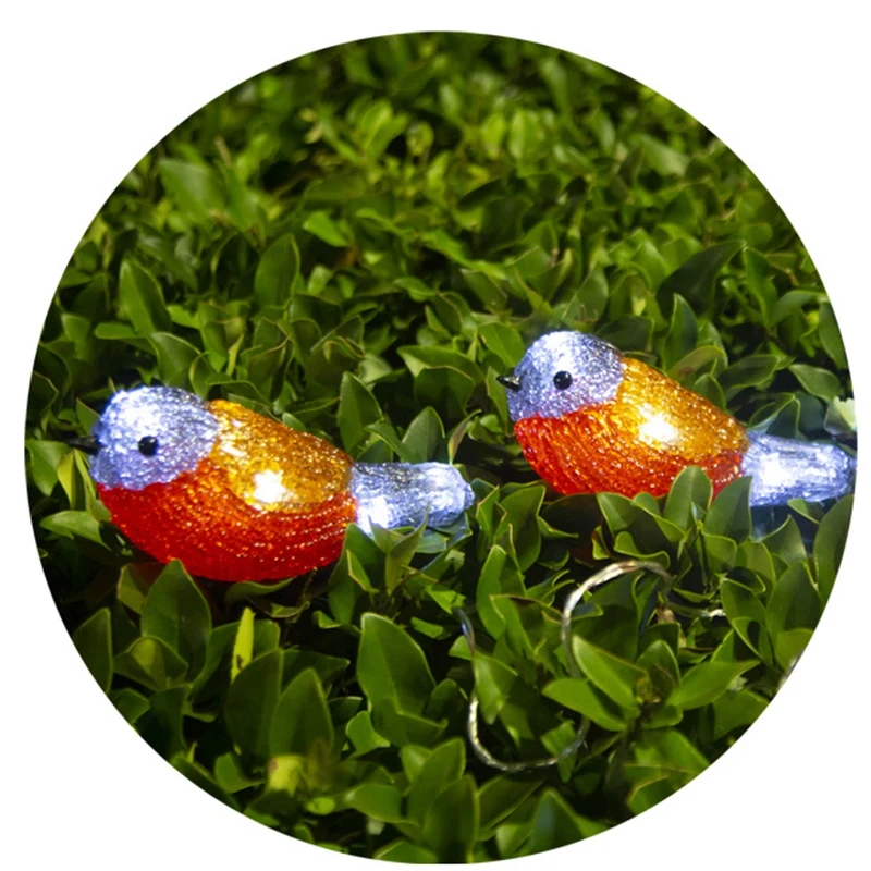 5 LED Clip on Acrylic Robins Lights Garden Outdoor Birds Decor Xmas | Лампы и освещение