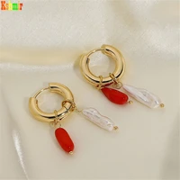 kshmir new irregular fresh water pearl pendant earrings hand woven pure natural coral stone earrings accessories jewelry gift