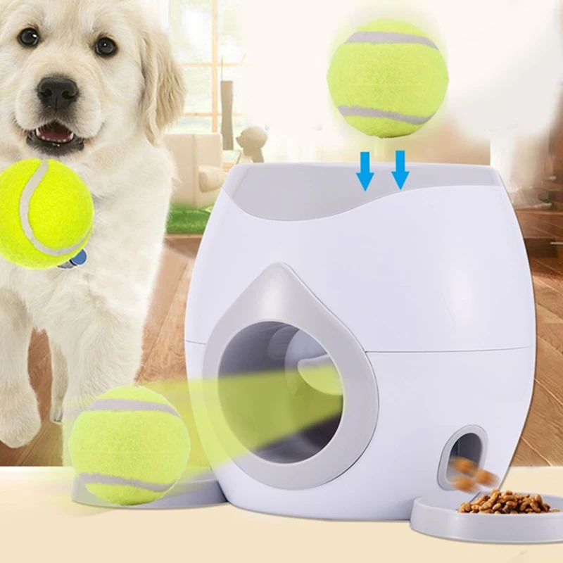 Pet Dog Tennis Reward Machine Toy Pet Ball Launcher Toy IQ Training for Dog Toy 6cm Elastic Tennis Ball for Indoors or Outdoors