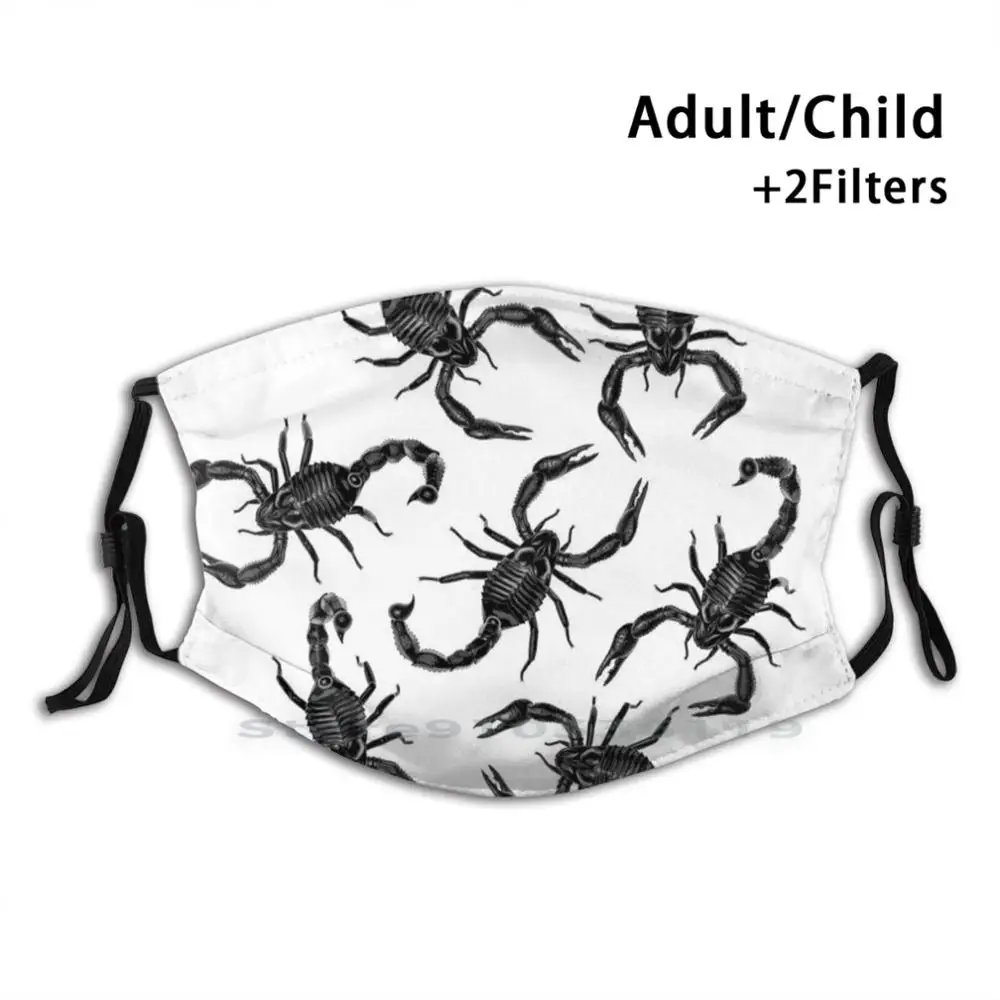 Многоразовая маска для рта с фильтром Pm2.5 и принтом скорпиона сделай сам детей