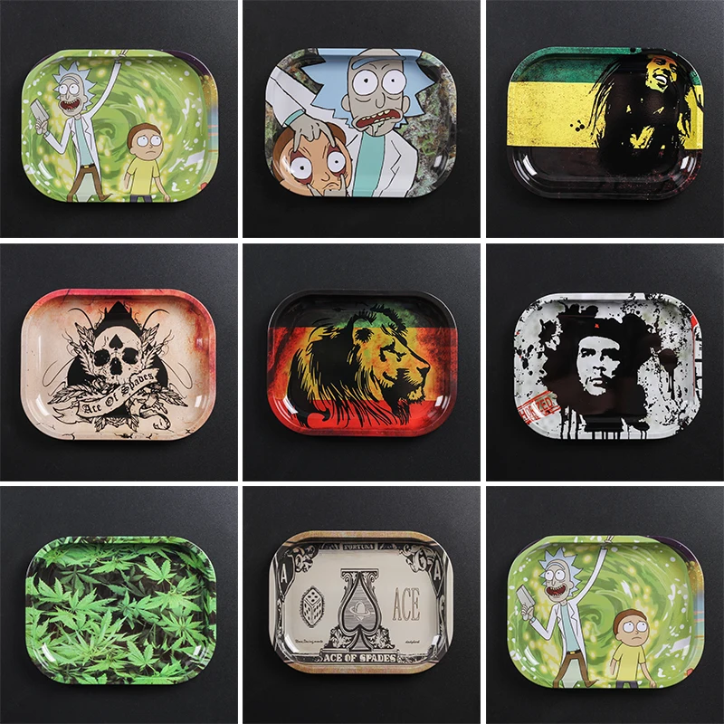 

New 1pcs Metal Tobacco Rolling Tray 17cm*13cm*1.8cm Hand roller Rolling Trays Case Machine Tool Smoking Accessories