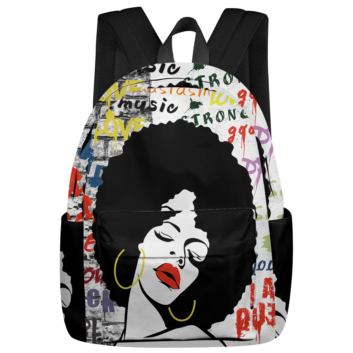 Черная Девушка Граффити сексуальные губы рюкзак для женщин мужчин Мульти карман