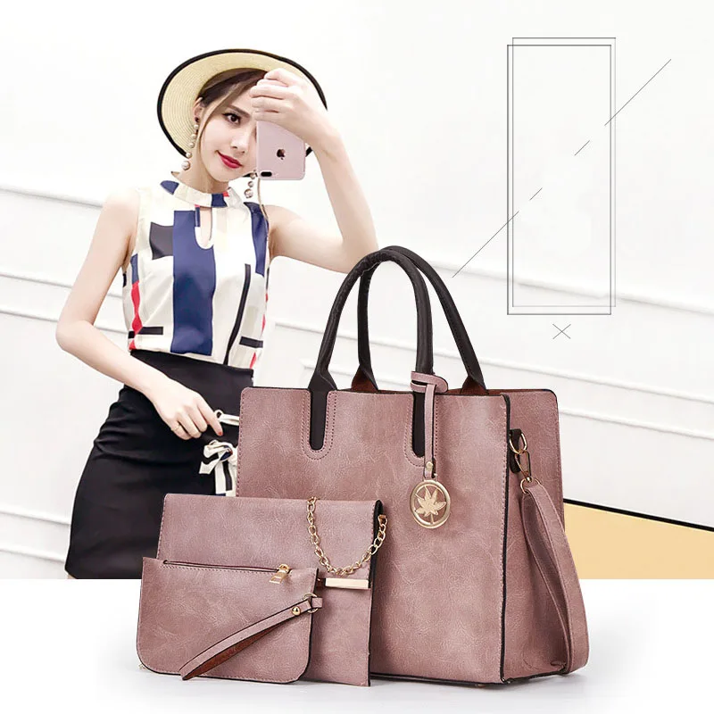 

Tote Bag Women 2020 4pcs/Set Ladies Handbags Female Leather Shoulder Messenger Bags Women Composite Bags Tote Bag bolsa feminina
