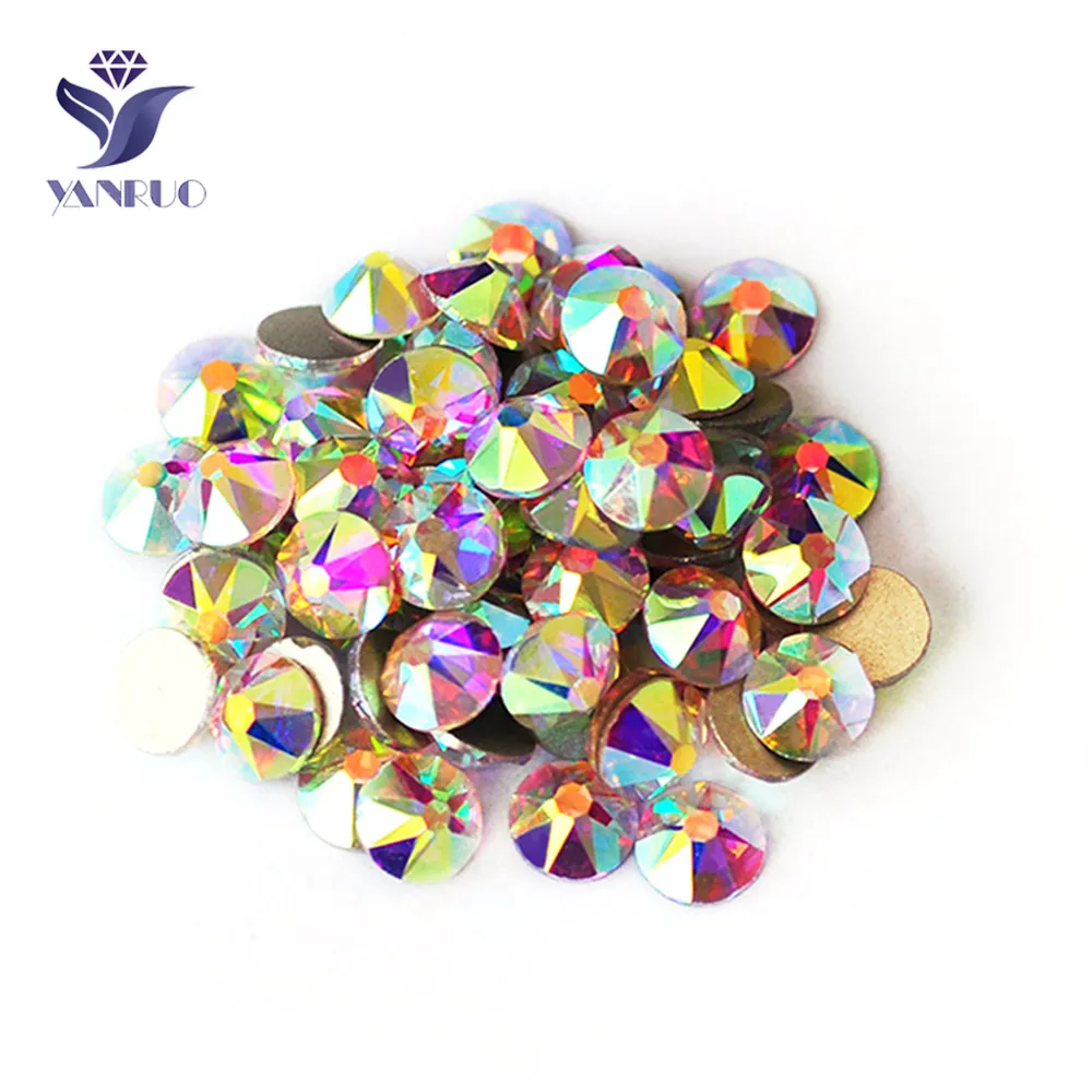 Yanruo 2088 NoHF 16 Cut Crystal AB SS16 SS20 SS30 Стразы, не горячая фиксация круглые плоские снизу стразы камни для украшения одежды