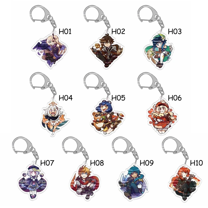 

Брелок для ключей Genshin Impact Zhongli, милый игровой персонаж Венти, пеймон, татаглия, Мона, акрил, косплей, брелок с подвеской