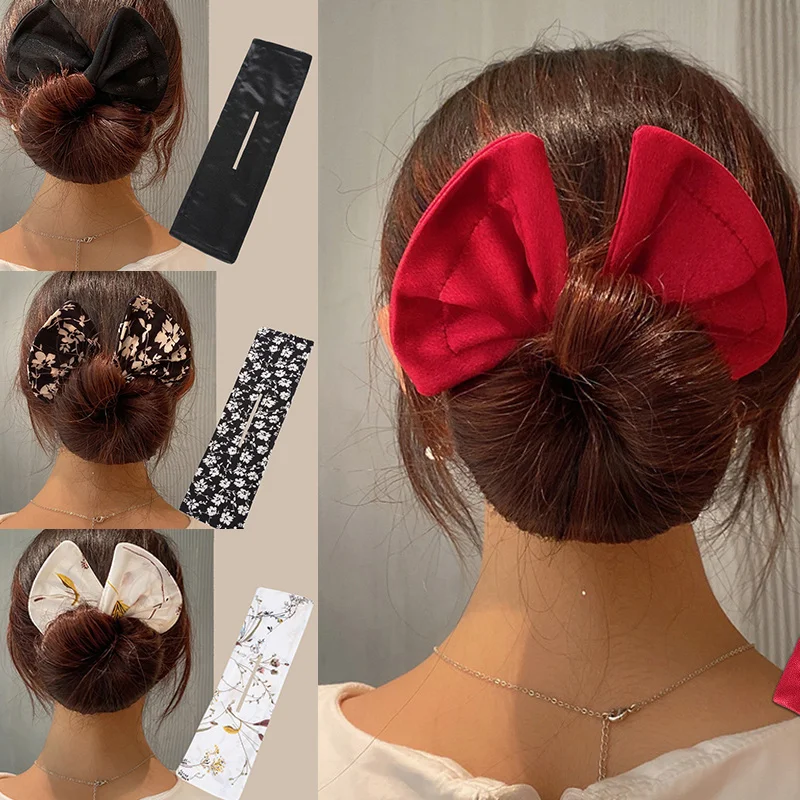 

New Headband Roller Hair Curler Women Donut Bun Maker Twisted Lazy Hairpin Tool Bow Rabbit Ear Magic Hairstyle Ring Accessories